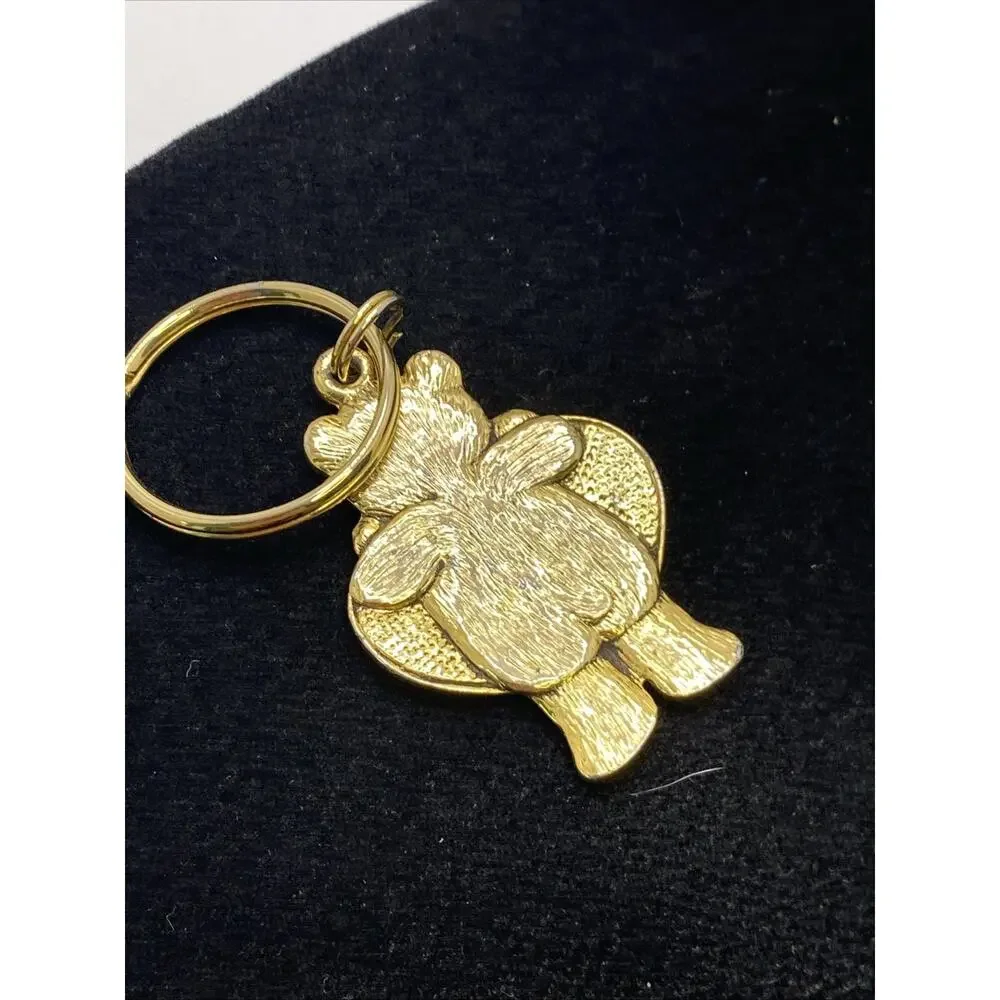 Vintage Gold Tone Bear Secret Pal Keychain
